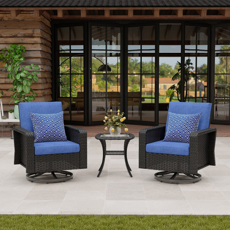 Latitude Run® Tojuana 3 Piece Patio Set Rattan Outdoor Furniture Set(02)